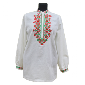 Блуза женская сувенирная красно-зеленые цветы